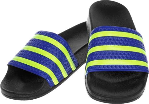 adidas slippers donkerblauw geel|adidas club slippers.